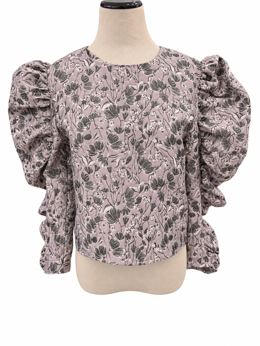 En Saison Mauve Floral Jacquard Old Money Top L